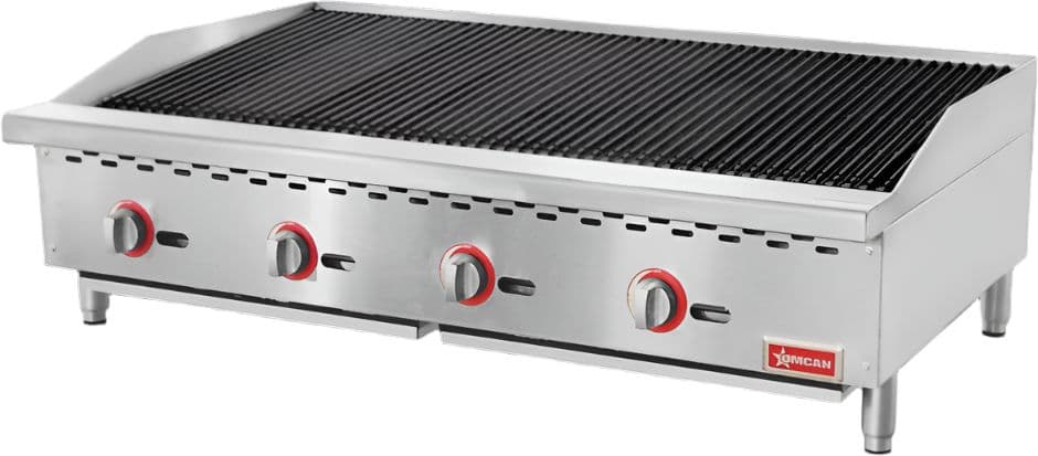 48″ Countertop Radiant Gas Charbroiler, 4 burners, 140,000 BTU