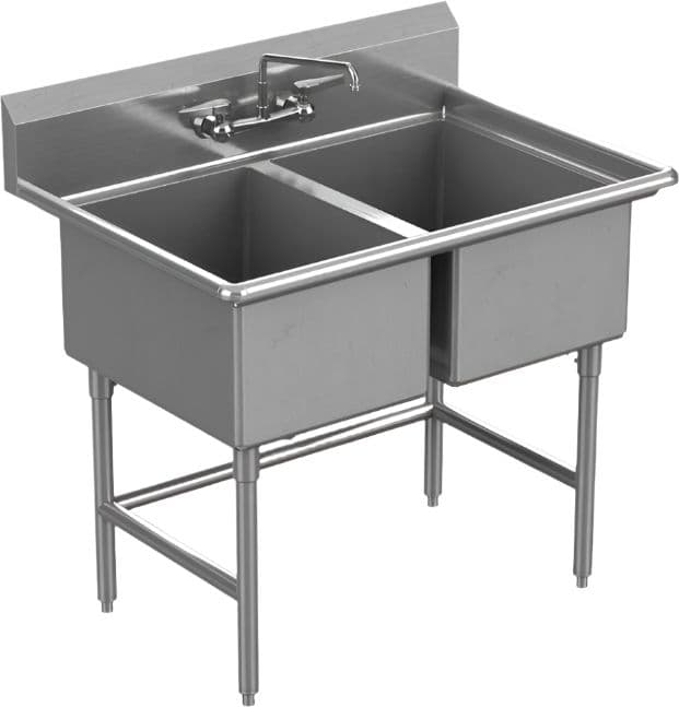 Winholt - 24" X 24" 2 Compartment Without Drainboards 14 Gauge Stainless Steel Sink - WS2T2424-14DP-14GA