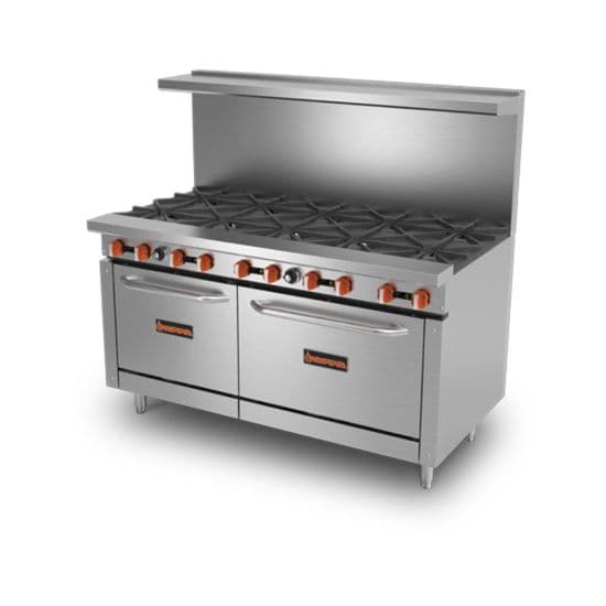 Sierra Range SR-10-60 60″ Natural Gas 10-Burner Range With 2 Ovens – 364,000 BTU
