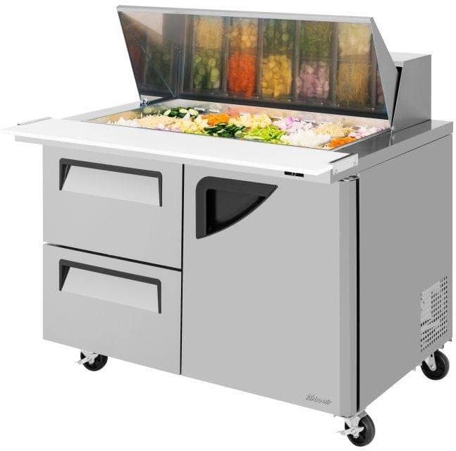 Turbo Air – Super Deluxe 48.25″ 2 Door Mega Top Refrigerated Sandwich Prep Table with Stainless Steel Top with 18-Pan Opening – TST-48SD-18-D2R-N (ETA 5-6 Weeks)