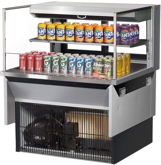 Turbo Air - 35.6" Silver Low Profile Drop-In Horizontal Open Display Case - TOM-36L-UFD-S-2SI-N (ETA 5-6 Weeks)