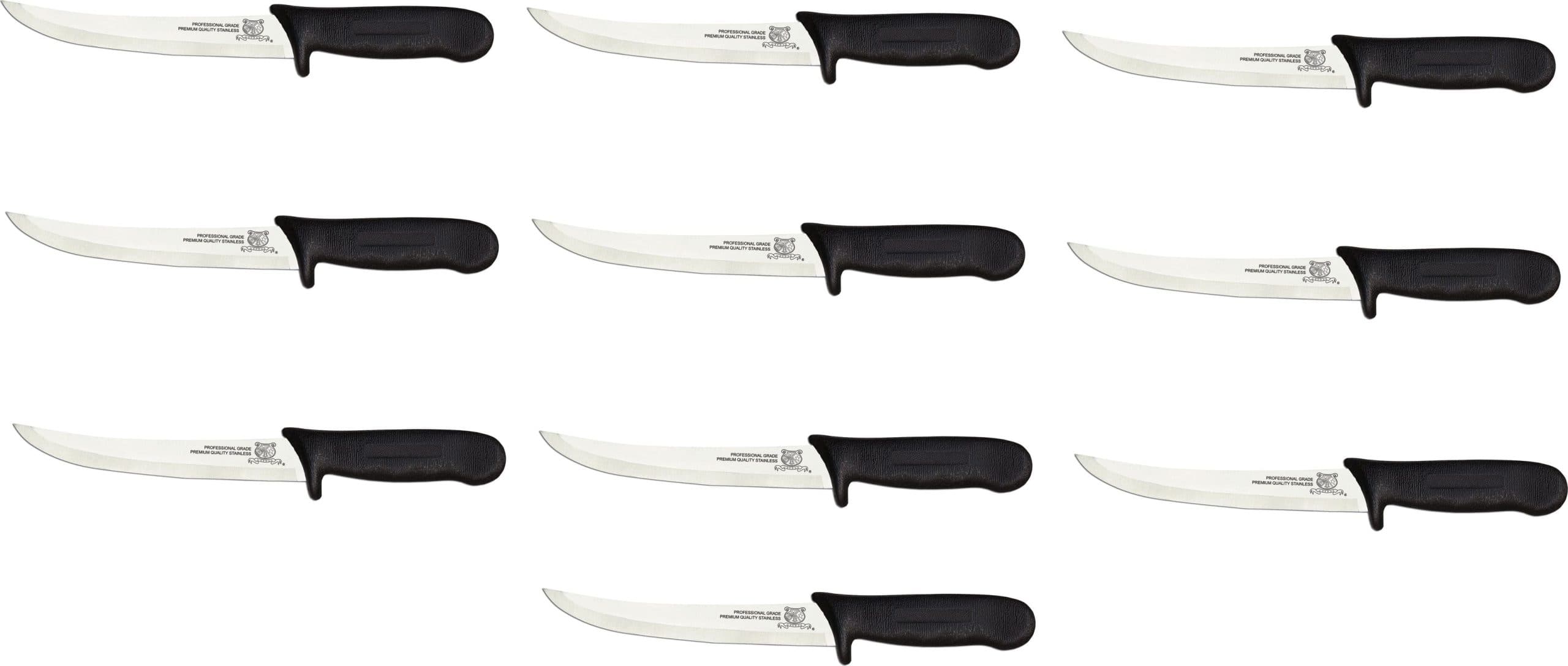 Omcan - 6" Black DR Handle Greban Curved Blade Boning Knife, Pack of 10 - 11564