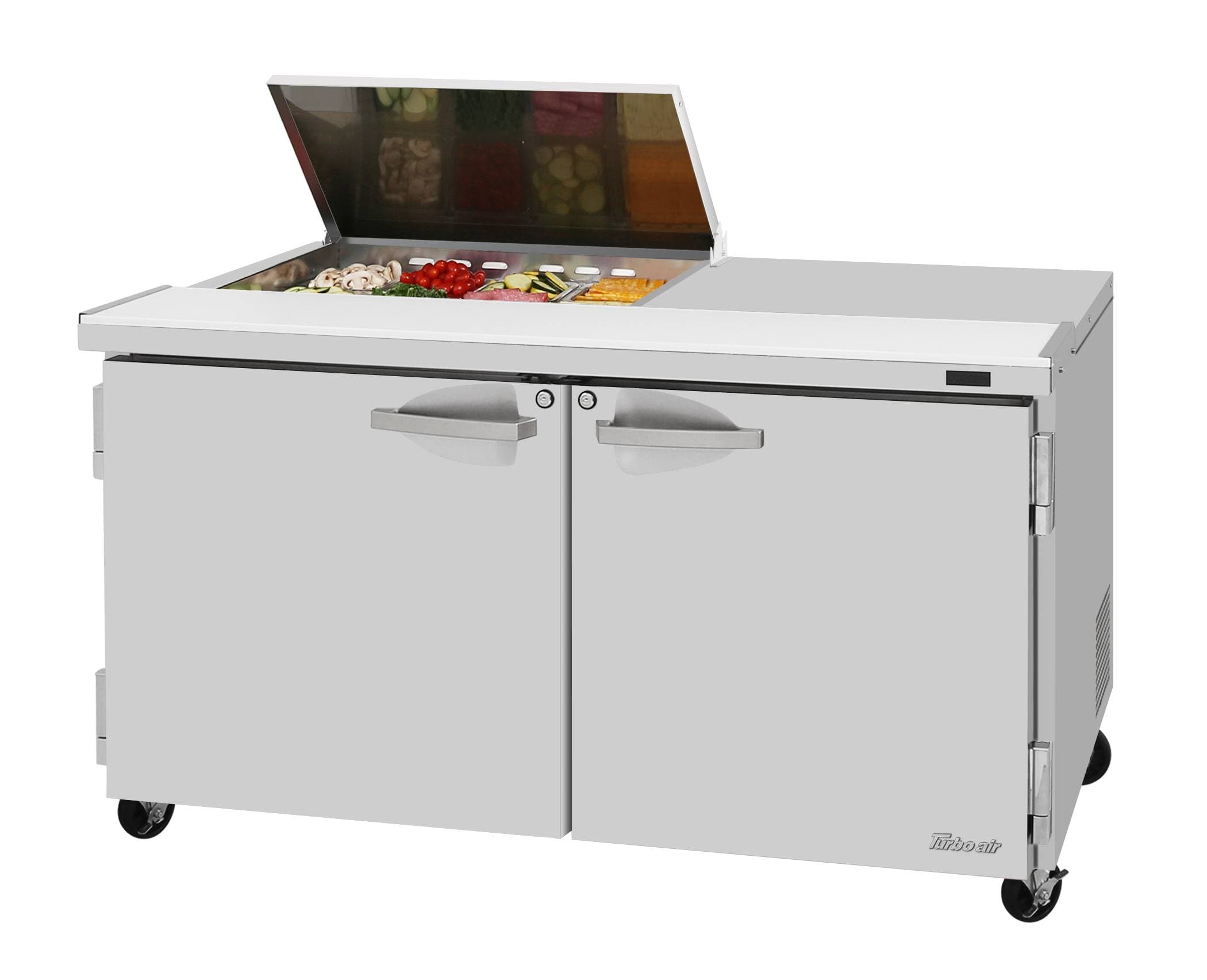 Turbo Air – PRO Series Sandwich/Salad Prep + Work Station with Flat Lid, 48-1/4″ Wide – PST-60-08S-N-FL