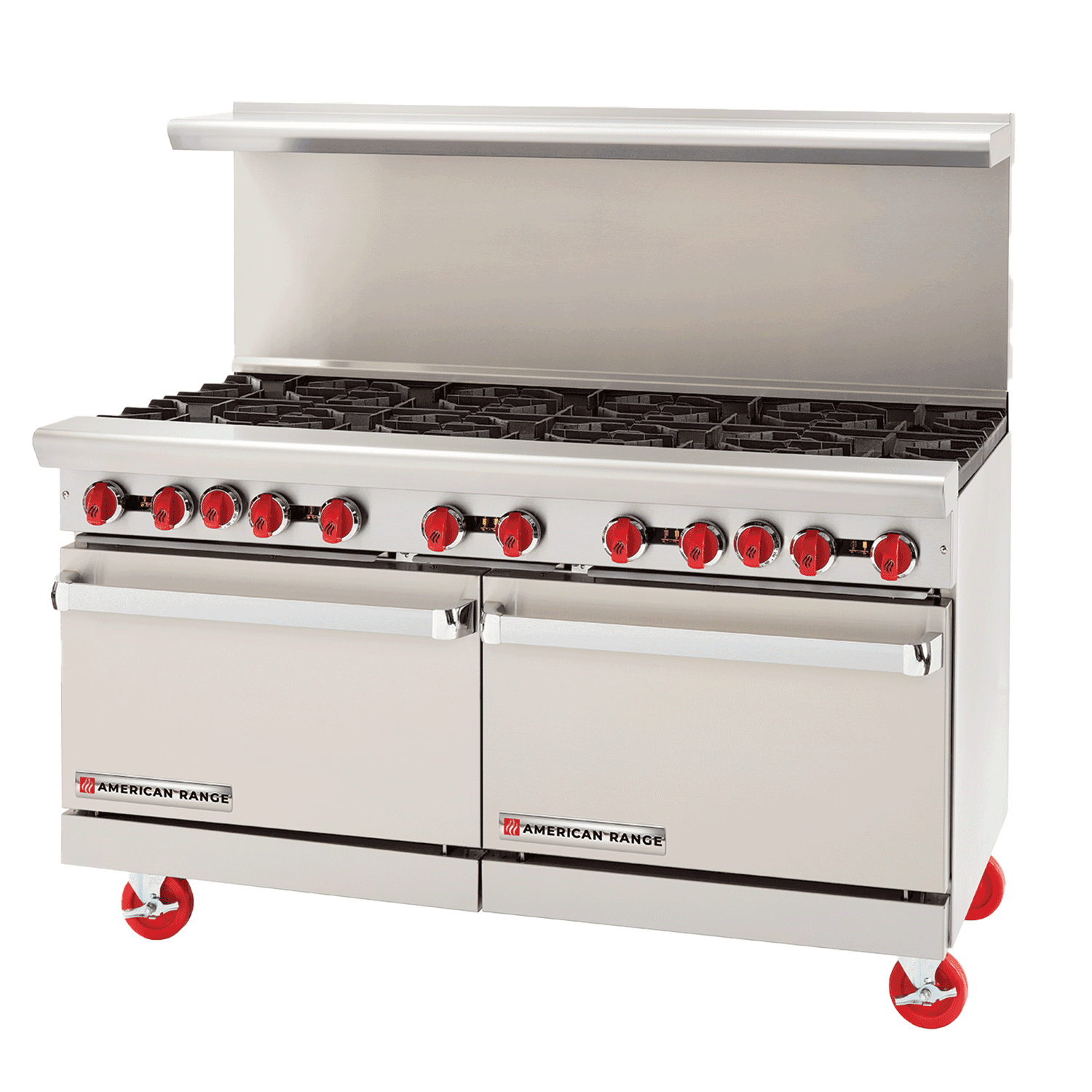 American Range – 60″ Stainless Steel Restaurant Range 12″ Griddles and 8 Burners With 26.5″ 1 Convection Oven and 1 Standard Oven – AR-12G-8B-CL-126R