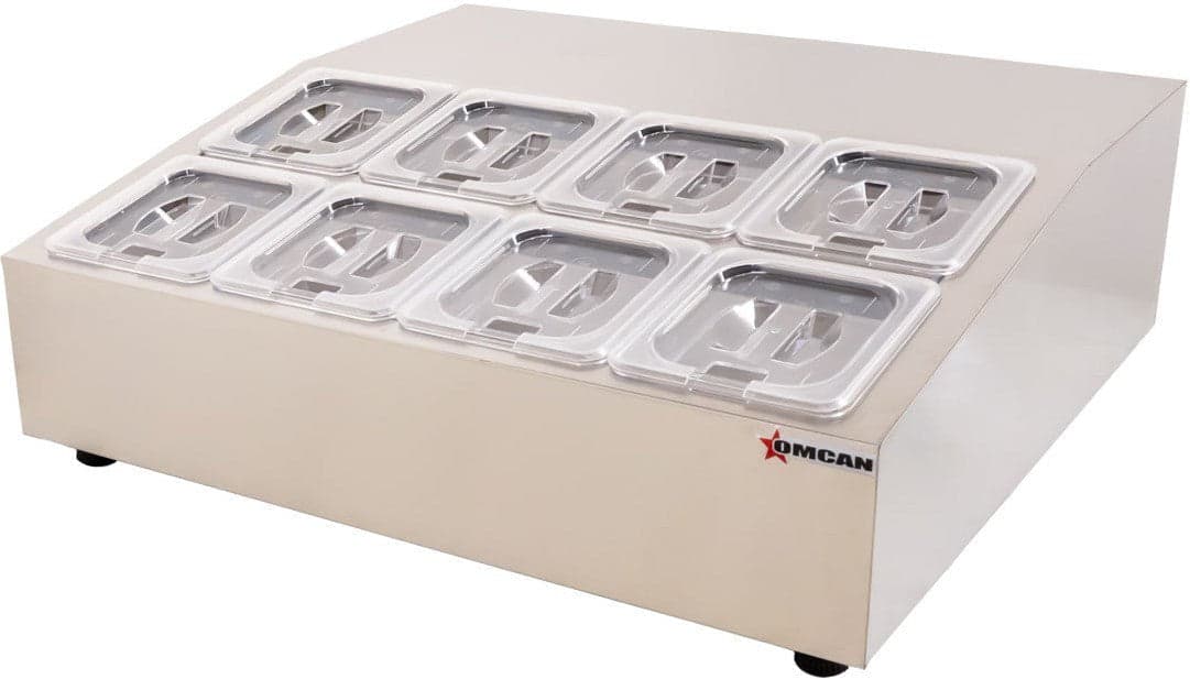 28″ Countertop Refrigerated Prep Rail with 8 x GN 1/6 Pans Capacity