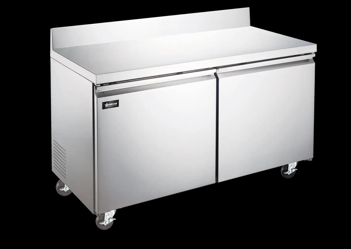 Omcan Two (2) Door Worktop Freezer with Backsplash, Stainless Steel