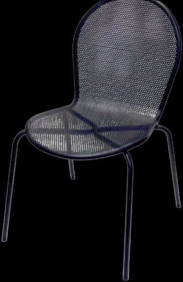 ATS 94 Outdoor Metal Chair, Circle Perforated, Rounded Back, Black
