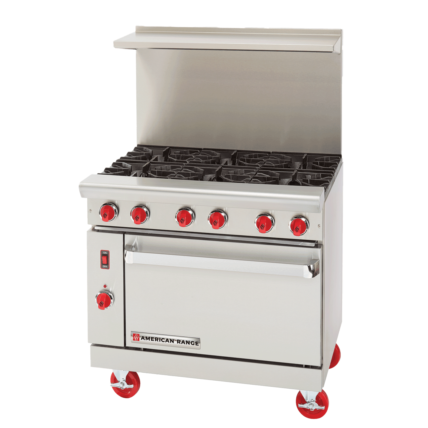 American Range -36″ Stainless Steel Green Flame Ranges 24″ Griddles, 2 Burners with 26.5″ Convection Oven – ARGF-24G-2B-C