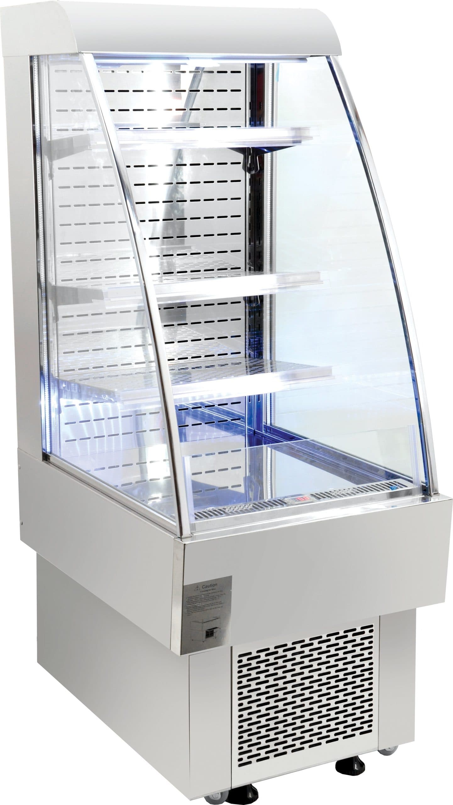 24″ Three (3) Shelf Grab-and-Go Open Refrigerated Floor Display Showcase, 8.12 cu.ft. (243 lbs), Silver