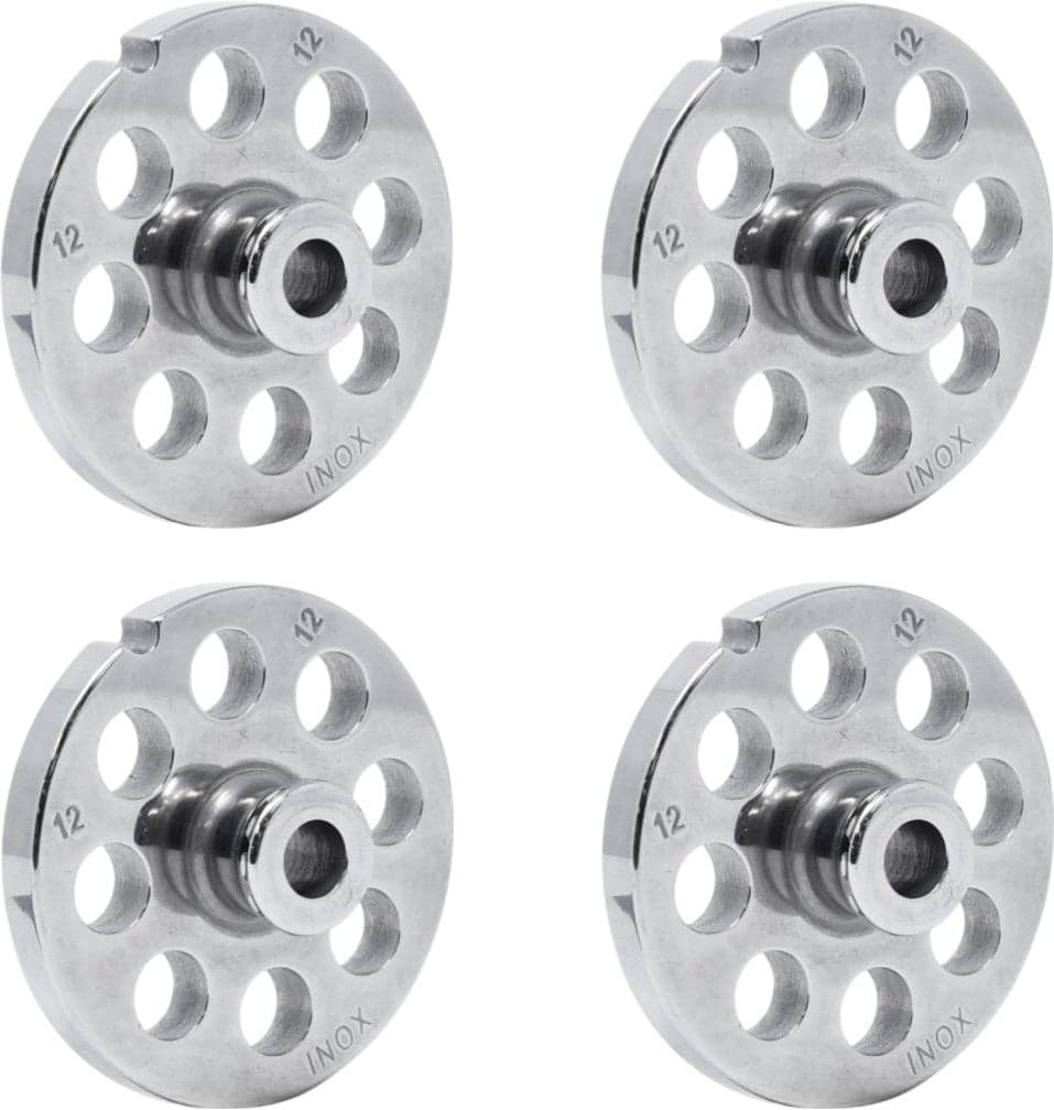 European Style #12 stainless steel plate with hub, 12mm (1/2″) – one notch/ round