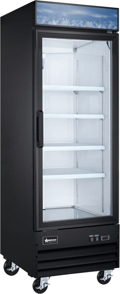 27” One (1) Glass Door Display Freezer, 13 cu.ft. (368L), Black