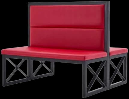 ATS Mission Style Metal Booth, Channel Back, Double, 47" L, Bright Red