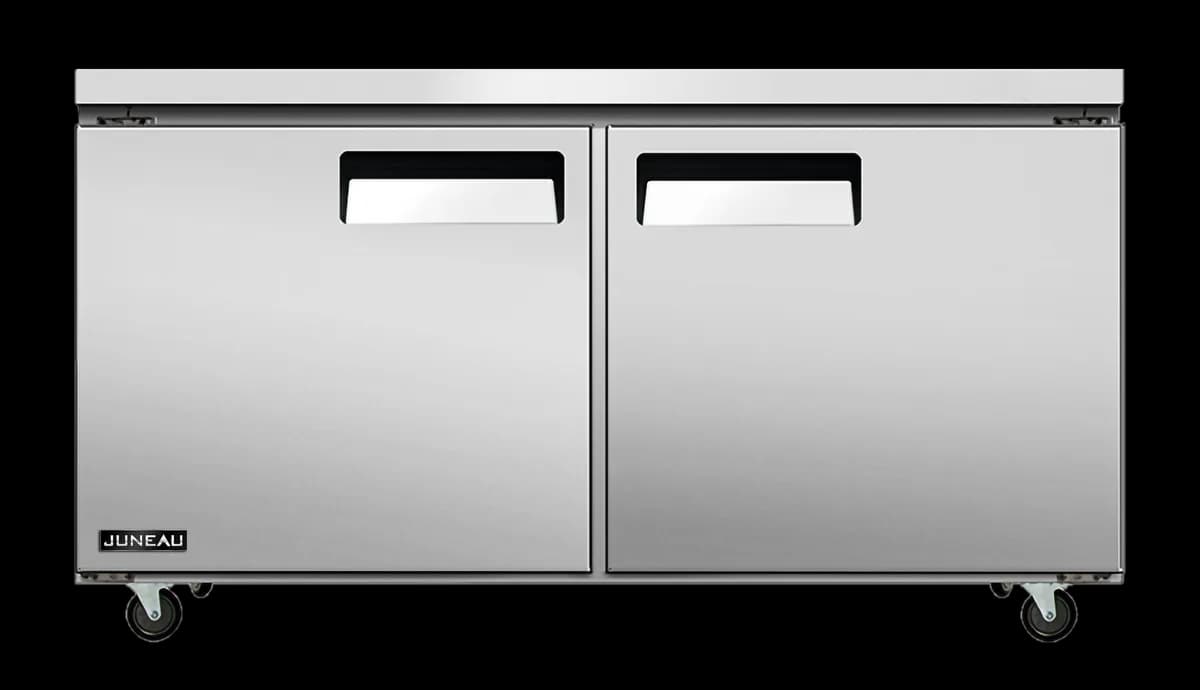 Juneau 60″ Two (2) Door Undercounter Refrigerator, 8.9 cu.ft. (252 L), Stainless Steel