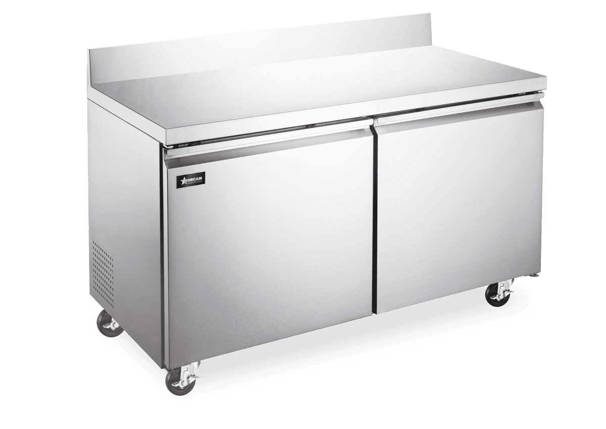 60″ Two (2) Door Worktop Freezer With Backsplash, 15 cu.ft. (425 Liter), Stainless Steel