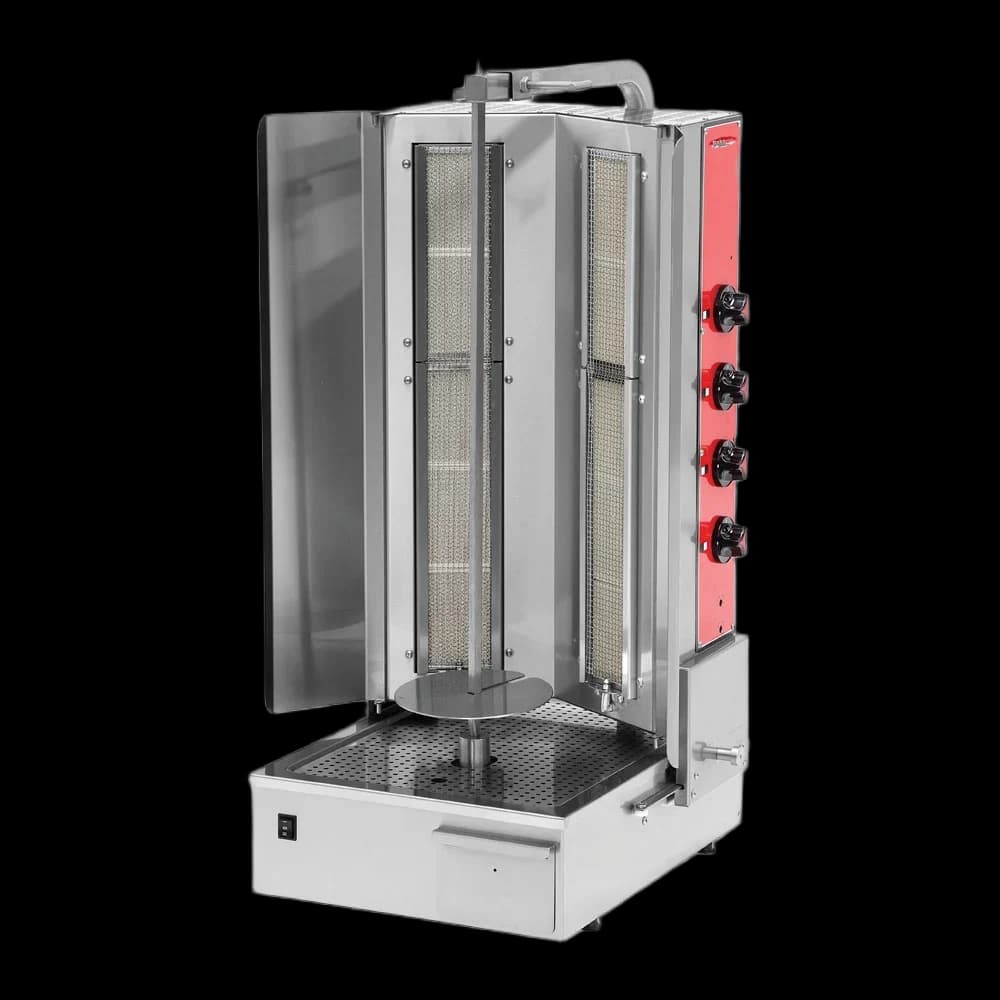 BakeMax BMDN1522R4 Commercial Heavy-Duty 4-Burner Gas Shawarma / Donair Machine