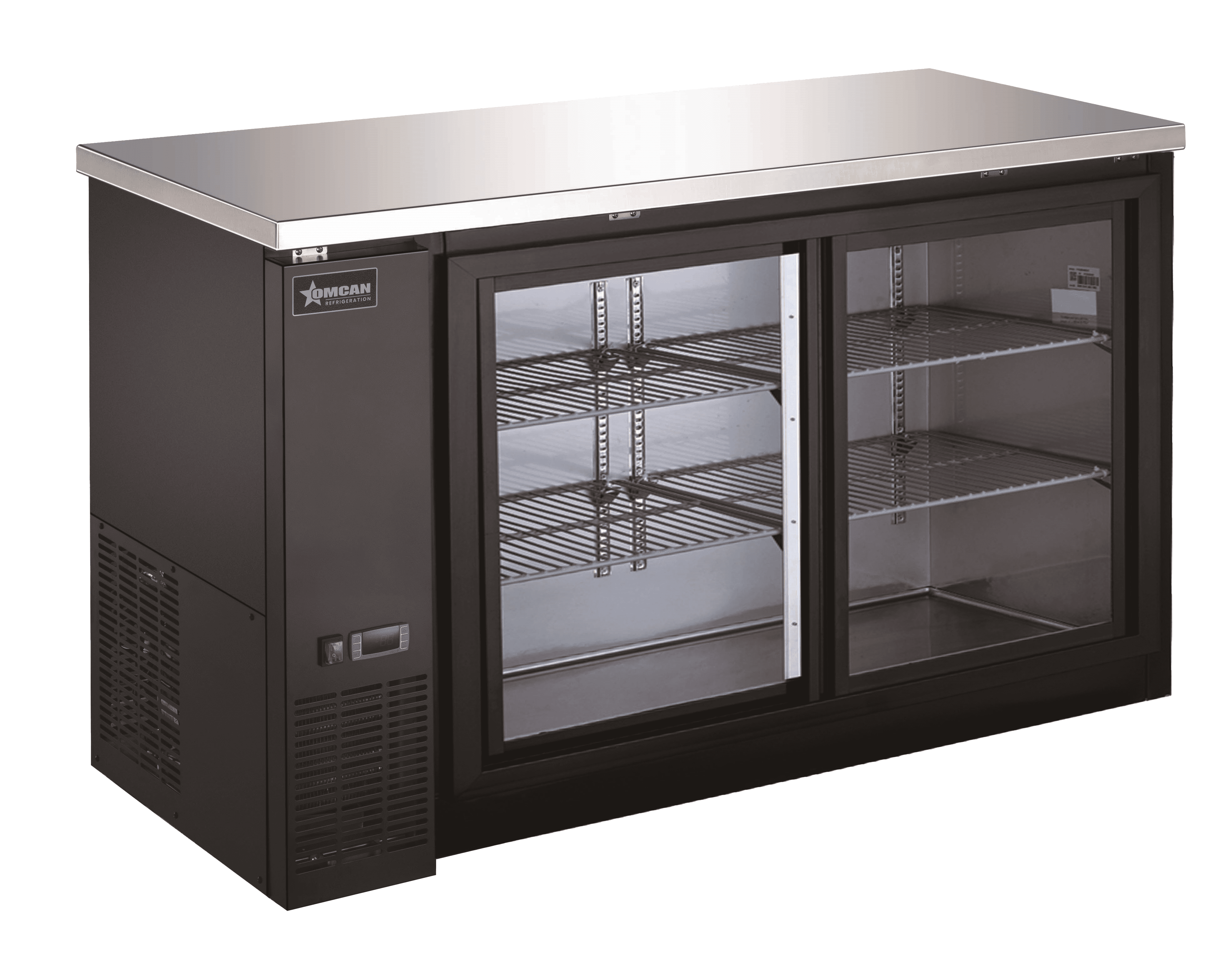 60″ Two (2) Glass Door Back Bar Cooler with Sliding Door, 15.8 cu ft (446 L)