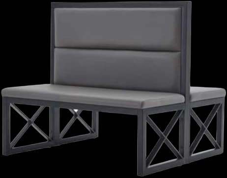 ATS Mission Style Metal Booth, Channel Back, Double, 47" L, Grey