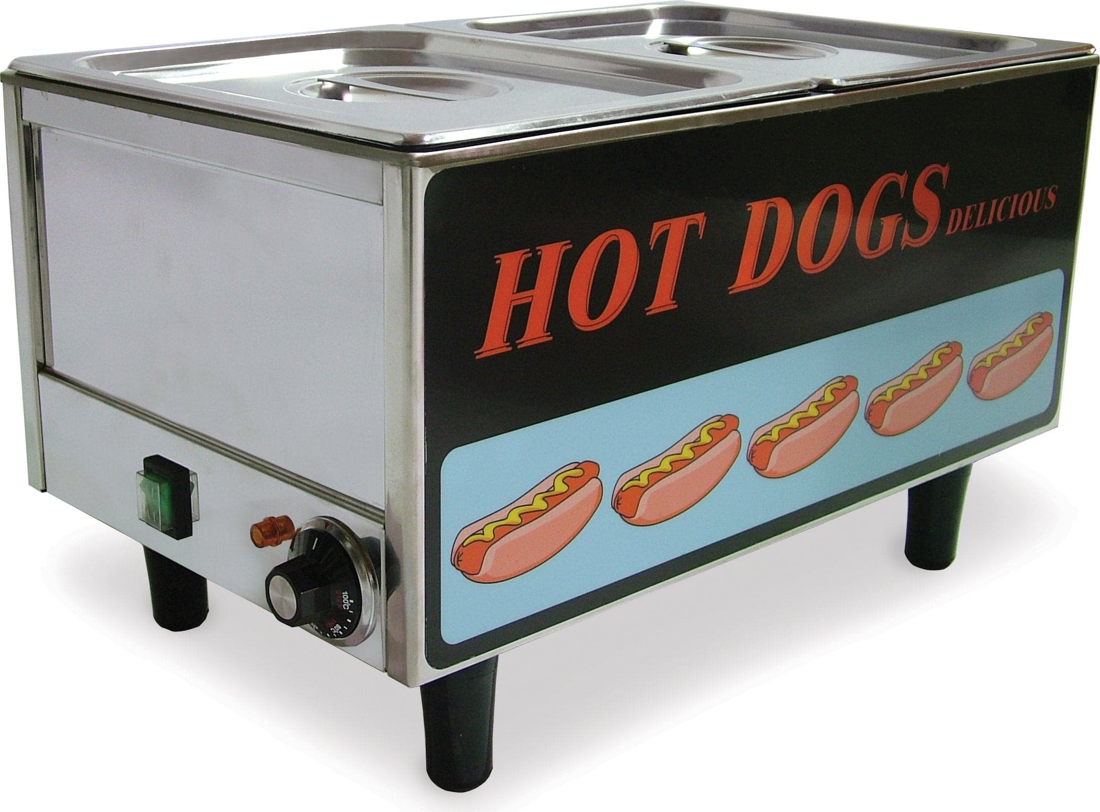 Stainless Steel Hotdog Steamer and Bun Warmer, 30 Buns and 50 Hotdogs Capacity – 120 V, 1.2 kW