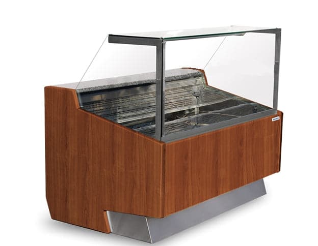 Igloo SUMWD8 99¼″ Refrigerated Deli Case, Straight Glass, Wood Finish, 37″ Deep