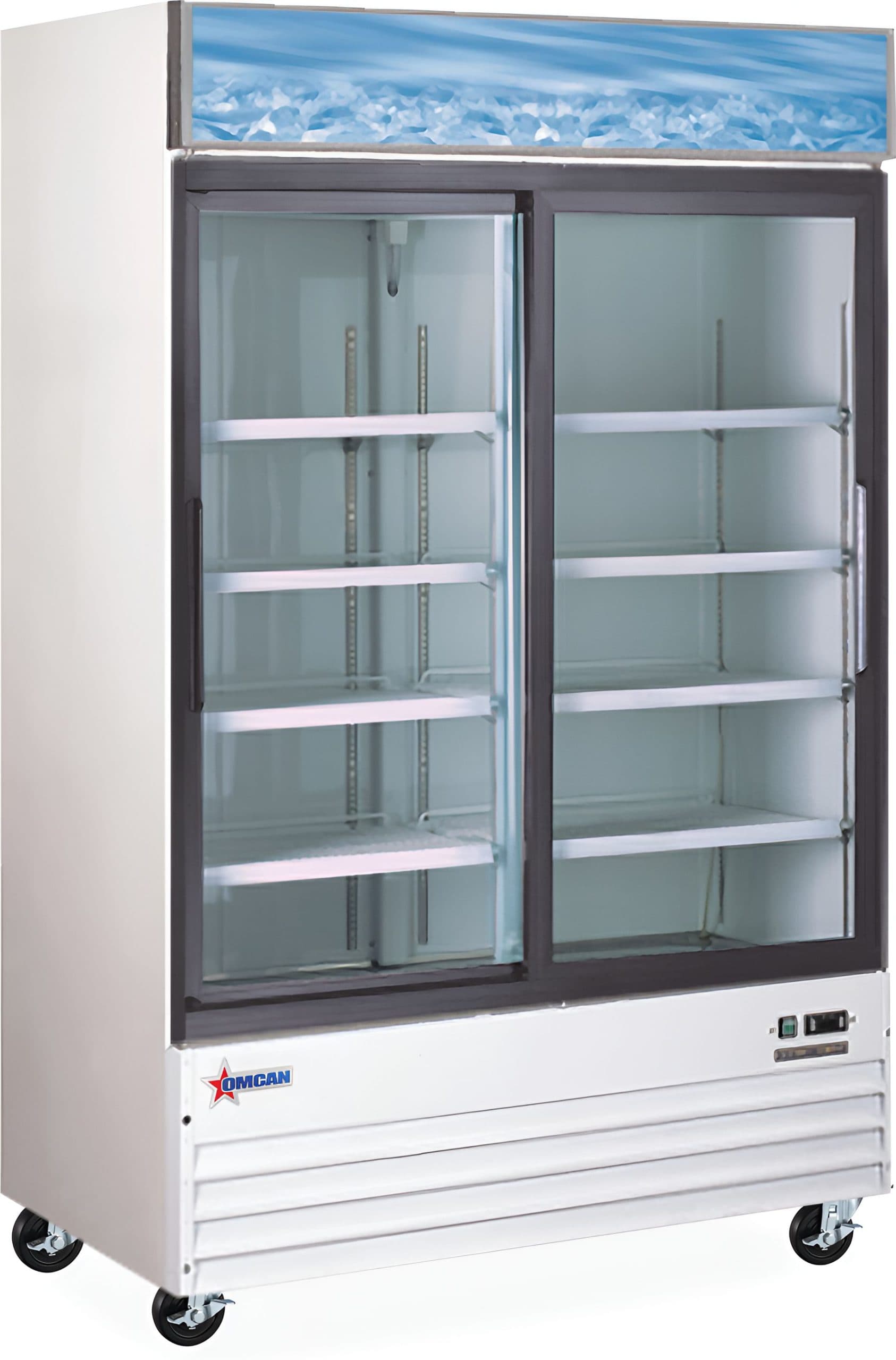 53″ Two (2) Glass Door Sliding Display Refrigerator, 45 cu.ft (1274 L), White