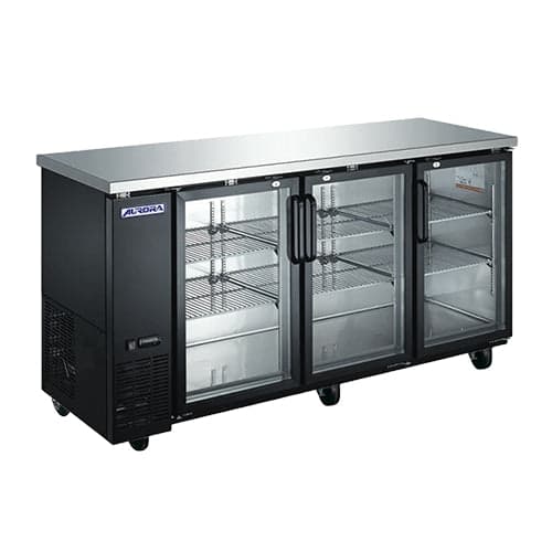 Omcan BB-CN-0020E-GH 73″ 3 Door Glass Back Bar Refrigerator