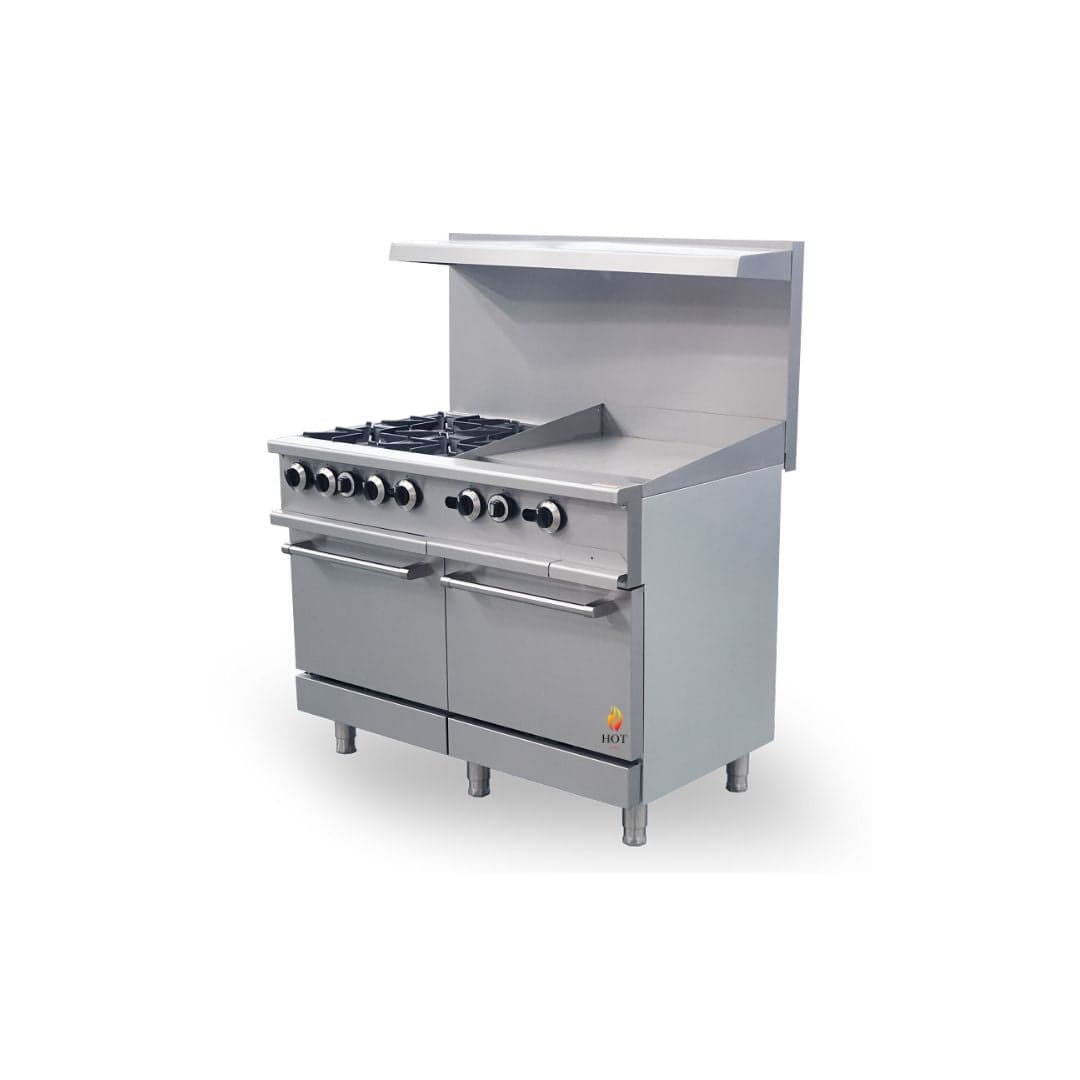 HOTZONE HZ-CR48-24TG Gas Range With Built-In Convection Oven (Thermostat) 48" with 24" Griddle Top