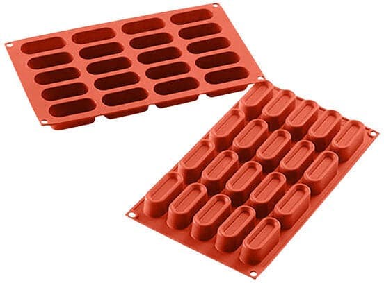 Silikomart – 2.3" x 0.9" x 0.9" Silicone #20 Compartment Mini Dessert Oval Baking Mold – SF179