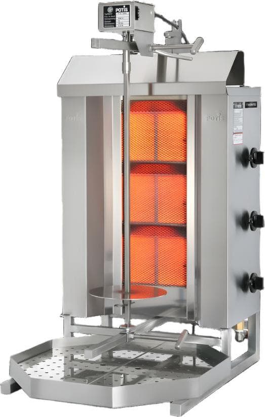 Potis MU GD3 40 kg Natural Gas Vertical Broiler / Shawarma Machine with 3 Burners | Trento – 28,500 BTU