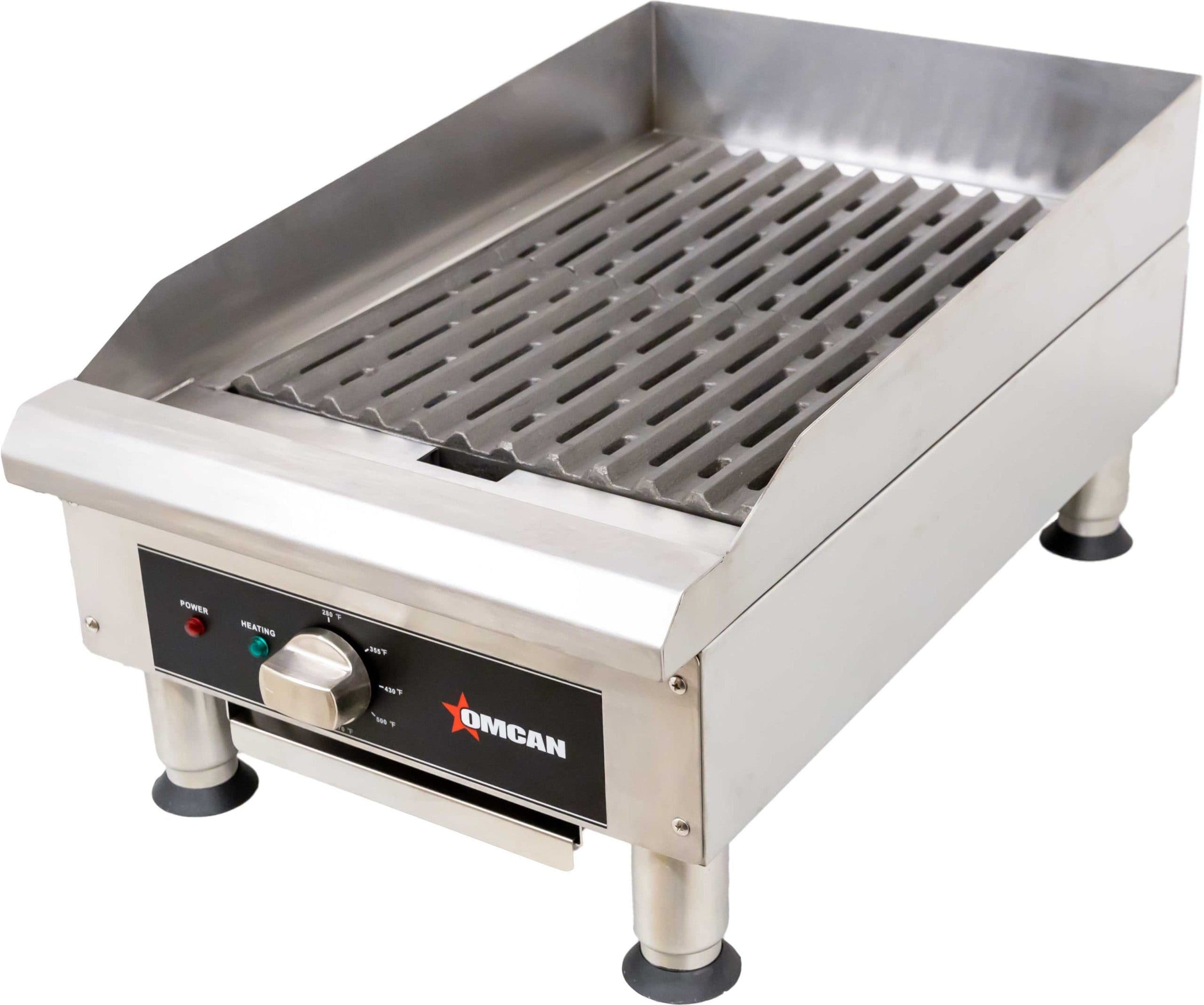 14″ Electric Charbroiler with Grill and Griddle Plate Attachments – 3.6 KW, 240 V