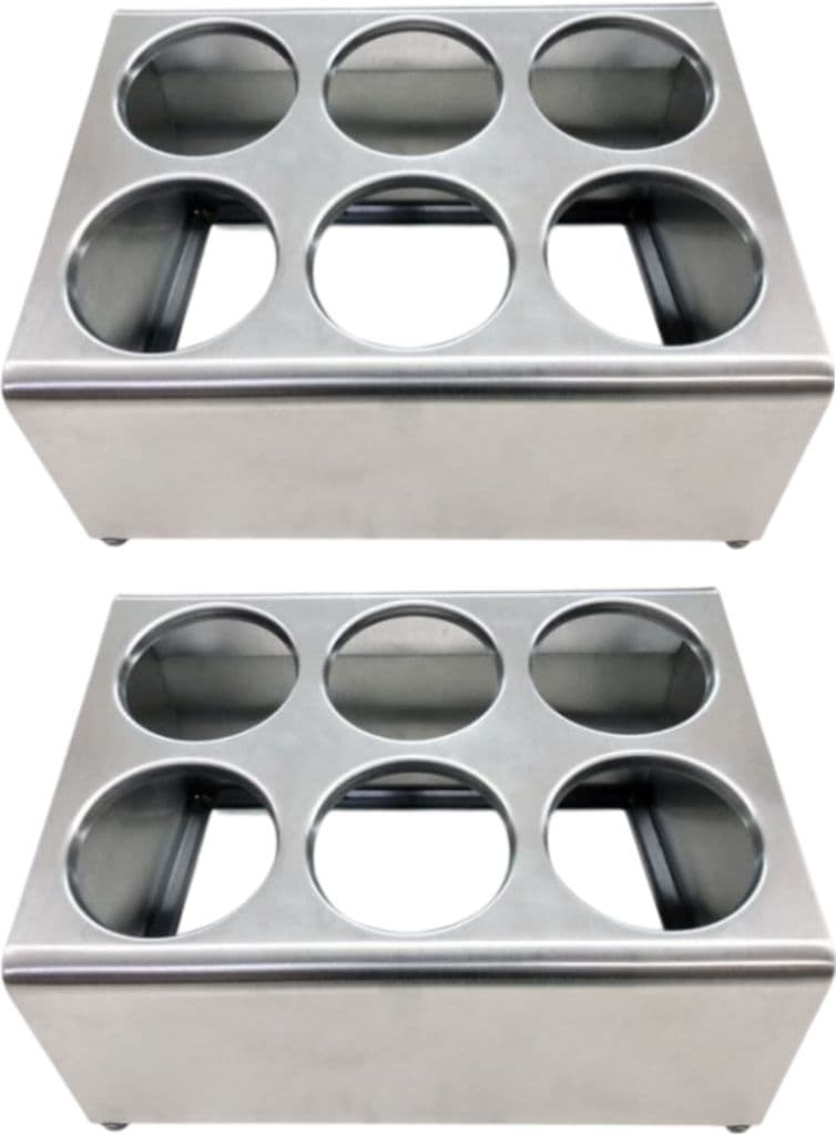 Stainless Steel Flatware Cylinder – 6 holes / 2 tier holder