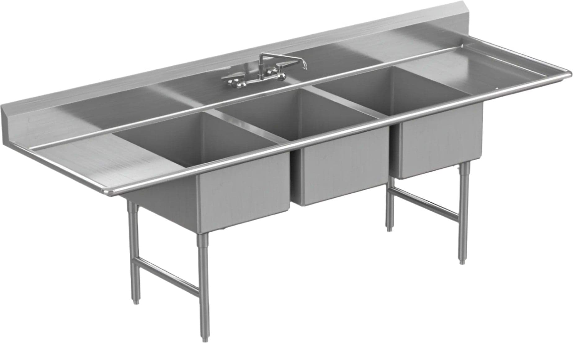 Winholt - 94" X 29.5" 3 Compartment With 2 Drainboards 16 Gauge Stainless Steel Sink - WS3T18242D18