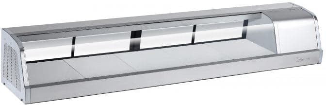 Turbo Air - 71" Stainless Steel Curved Glass Refrigerated Sushi Case with Left Side Compressor - SAK-70L-N (ETA 5-6 Weeks)