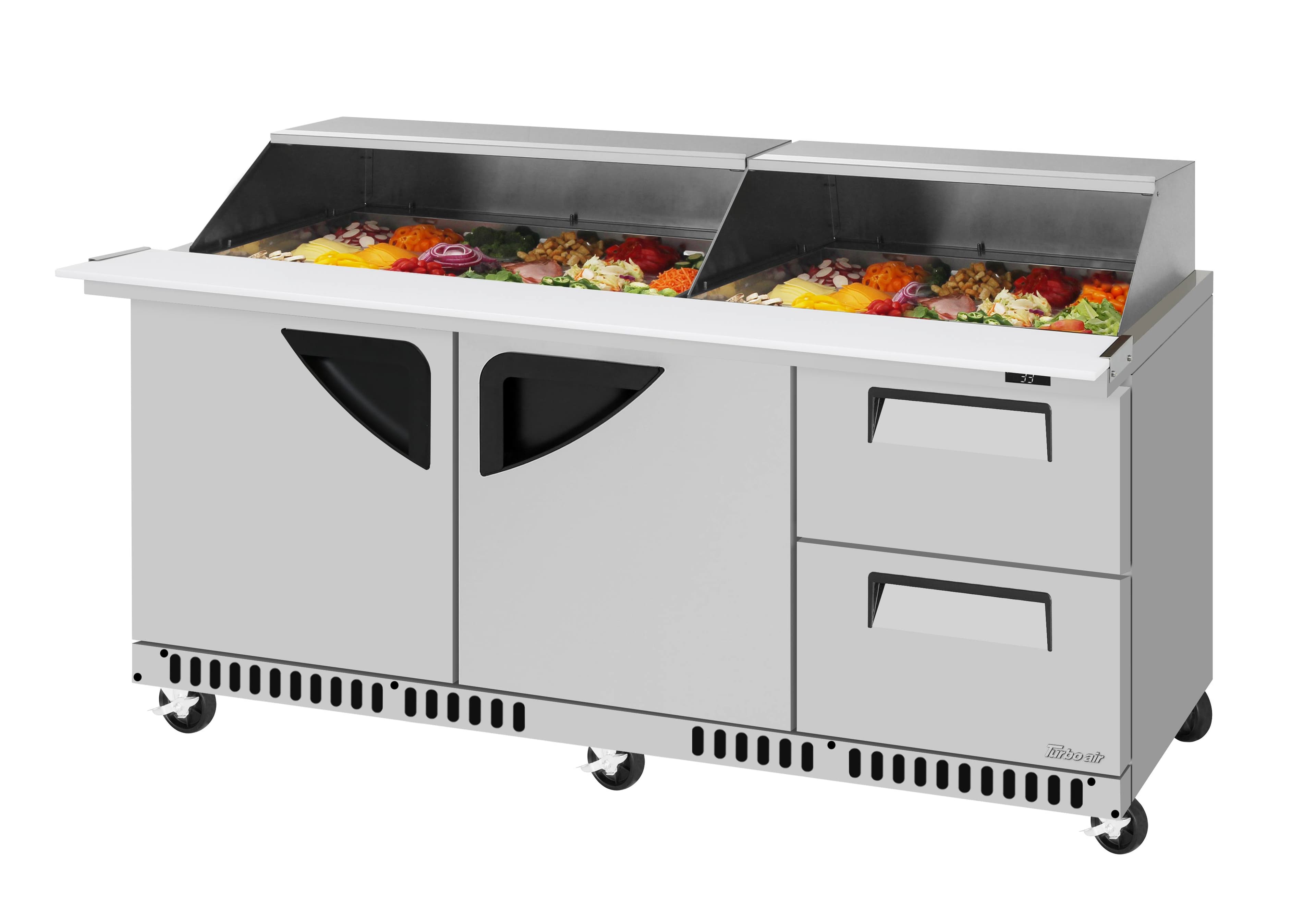 Turbo Air – Super Deluxe Sandwich/Salad Mega Top Unit, 72-5/8″ Wide – TST-72SD-30-LRD2-FB-N-SL