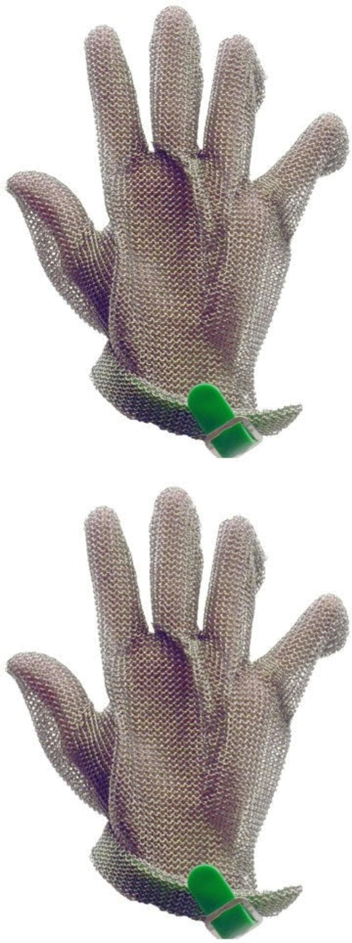 Five Finger Stainless Steel Mesh With Green Silicone Strap – Extra Large