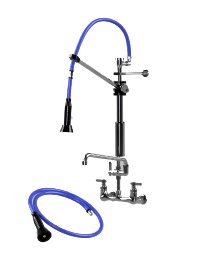 HIMI Products – Instinct Pre-Rinse Faucet Mini Unit with 36″ Hose, Wall Mount Bracket, Vacuum Breaker, 6′ Extension Hose & 8″ Wall Mount Base Faucet + 12″ Add-On Faucet – IF7002-8WAF