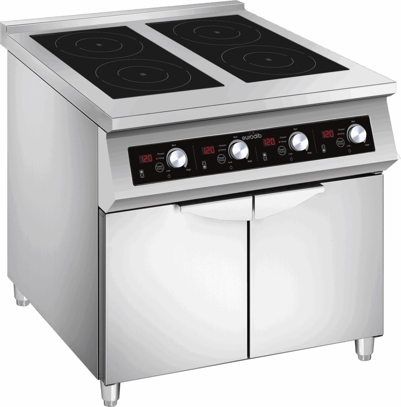 Eurodib – Freestanding 4 Burner Commercial Induction Cooktop w/ Cabinet – FCIHD435D3PH
