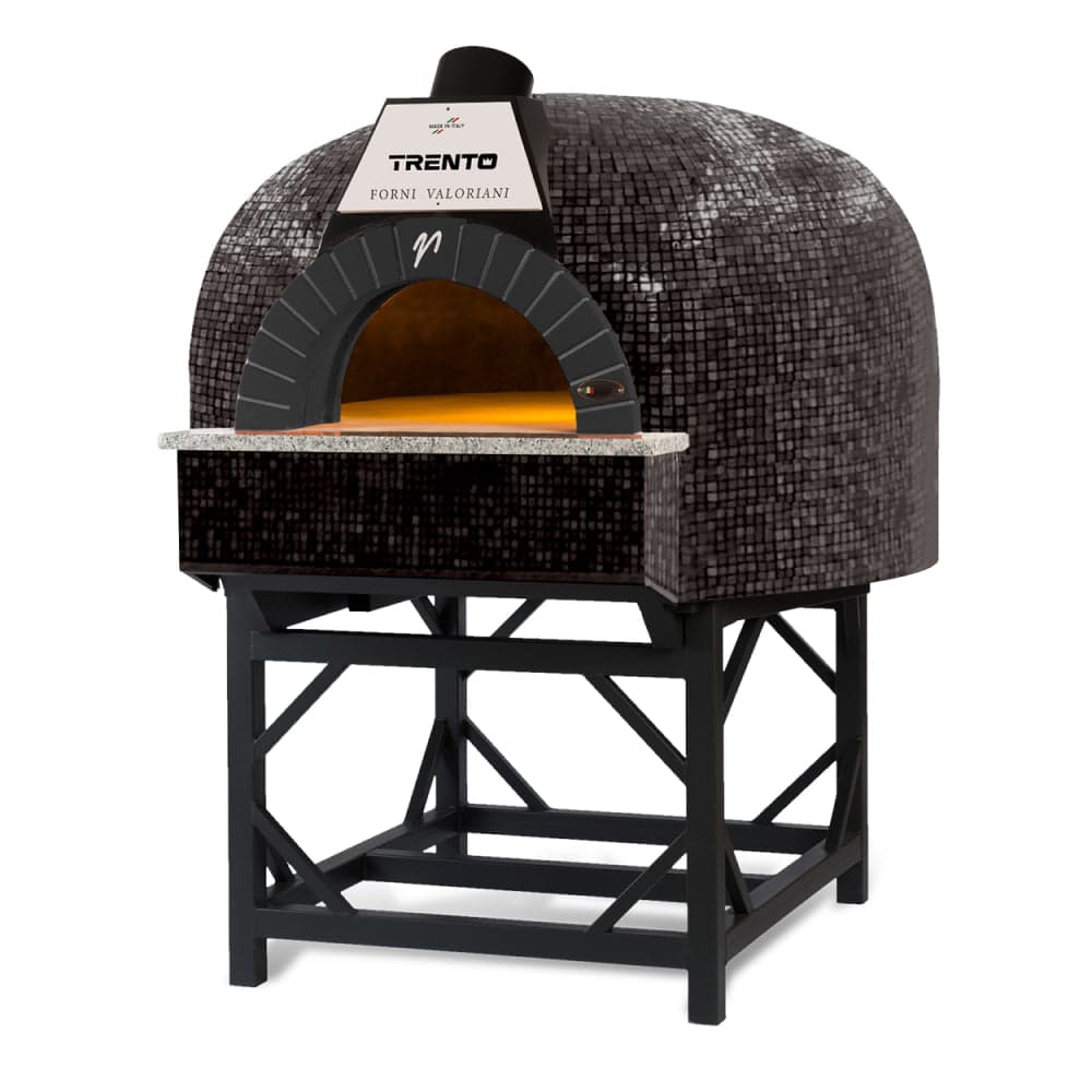 Trento Valoriani Igloo 100 Gas and Wood Fired Pizza Oven, Black Mosaic – 85,300 BTU