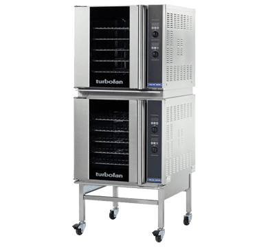 Turbofan – Full Size Sheet Pan Digital Electric Convection Oven Double Stacked with a Castor Base Stand – E32D5/2C