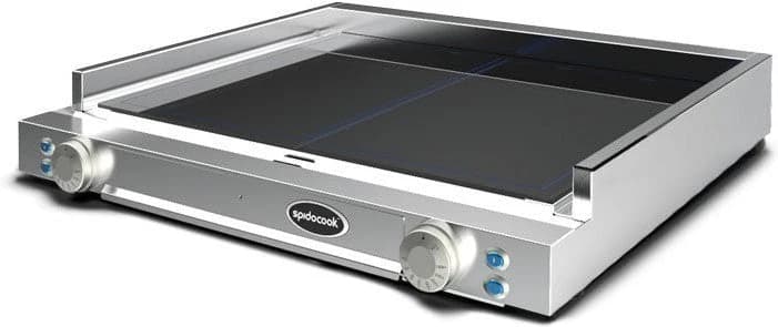 Spidocook SAP300 208-240 V Double Smooth Glass Ceramic Frytop Griddle, Black