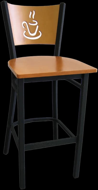ATS 72-BS Wood Coffee Cup Back Barstool