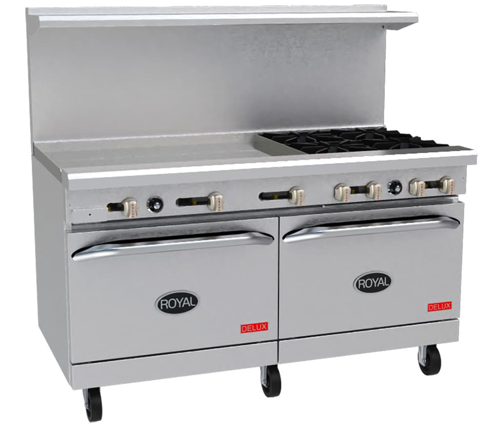 Royal – Delux 60″ Stainless Steel 60” Wide Griddle Gas Range – RDR-G60
