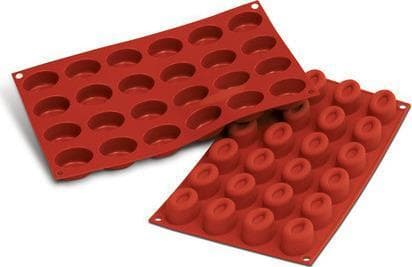 Silikomart – 1.6" x 1.1" x 0.78" Silicone 24 Compartment Small Oval Savarin Baking Mold – SF083