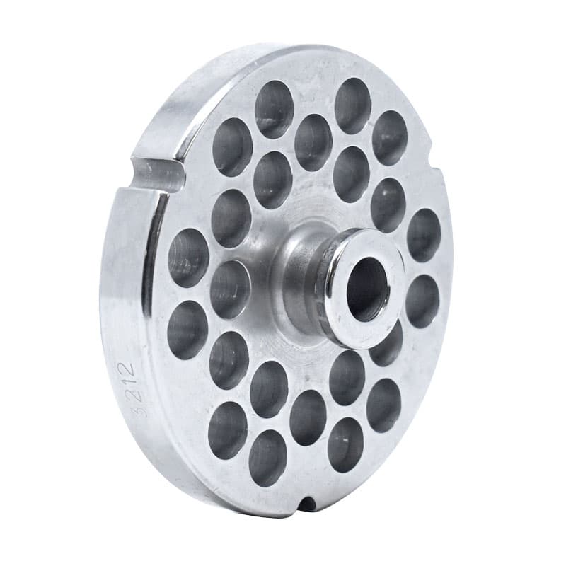 Omcan – #32 (12 mm) Stainless Steel Meat Grinder Plate with Hub & 3 Notches, Pack of 2 – 37559