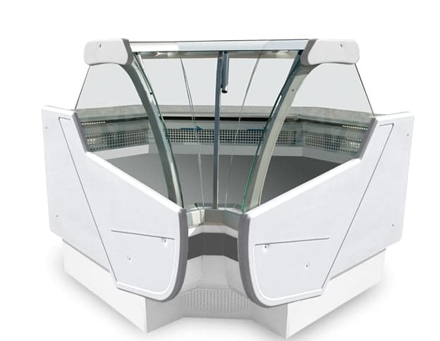 Igloo SAND90-IN 54½″ Inside Corner Refrigerated Deli Case, Curved Lift-Up Glass