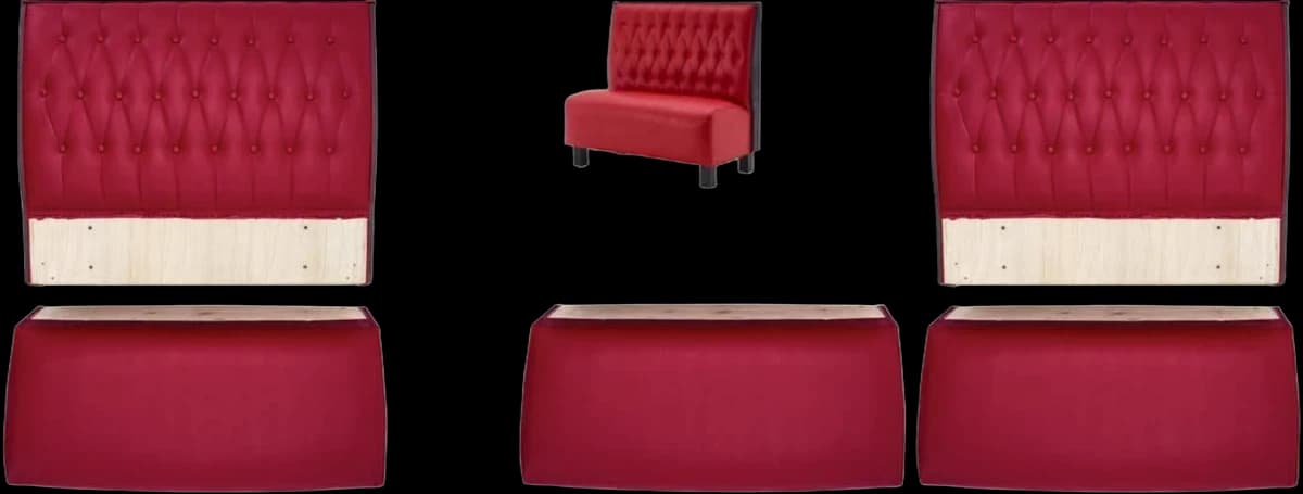 ATS Kevin EZ-Booth, Button-Tuft Back, Single, 42" H x 46" L, Bright Red