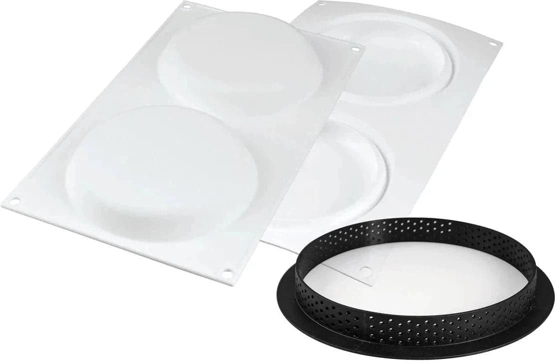 Silikomart – 5.9" x 0.7" 2 Compartment Round Thermoplastic Composite Tarte Ring with #2 Rings – TART RING 15