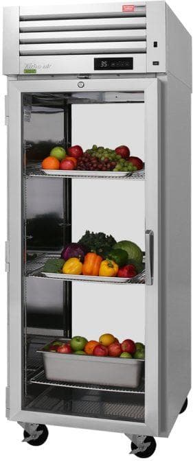 Turbo Air - PRO Series 28.75" Silver Pass Thru Refrigerator with 2 Glass Full Doors - PRO-26R-G-PT-N (ETA 5-6 Weeks)