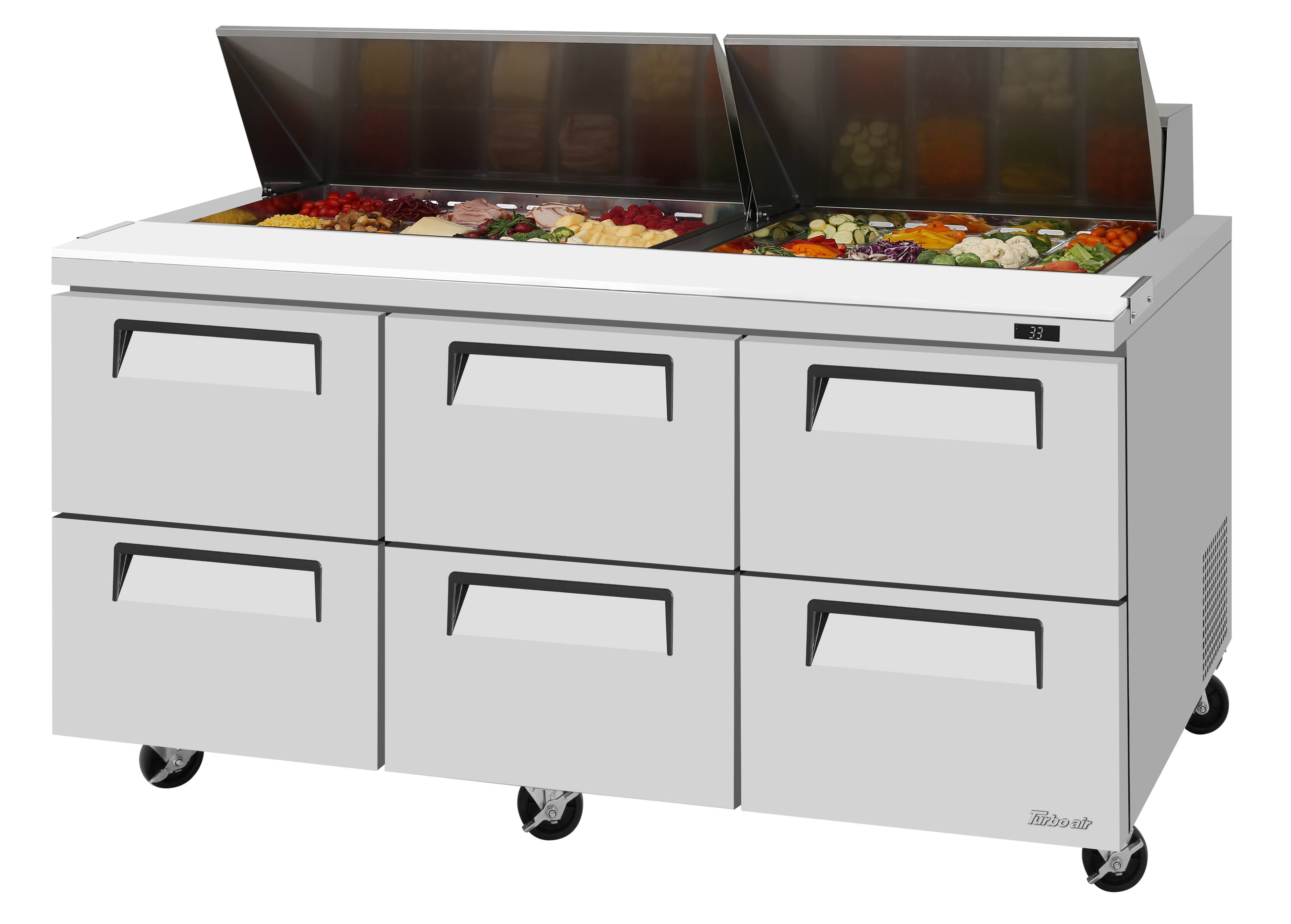 Turbo Air – Super Deluxe Sandwich/Salad Unit, 72-5/8″ Wide – TST-72SD-D6-N