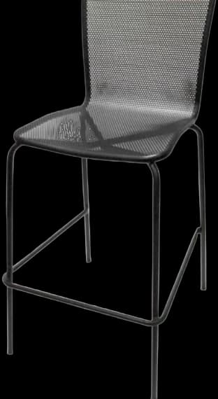 ATS 92-BS Outdoor Metal Barstool, Circle Perforated, Square Back, Black