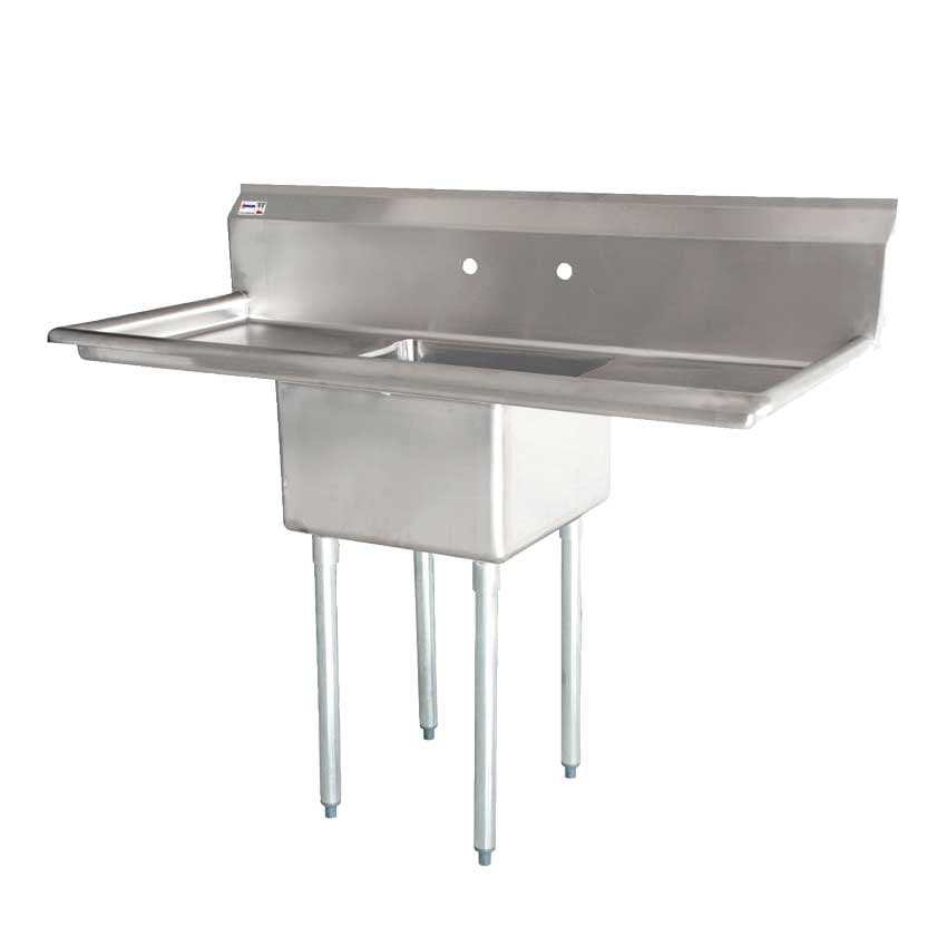 18″ x 21″ x 14″ 18-gauge stainless steel One Tub Sink with 3.5″ Center Drain and Two Drainboards